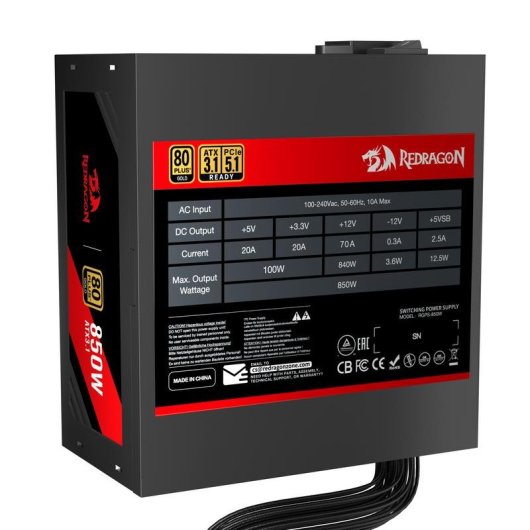 Fuente de Alimentación Redragon GC-PS007-SE 850W 80 Plus Gold silenziosa