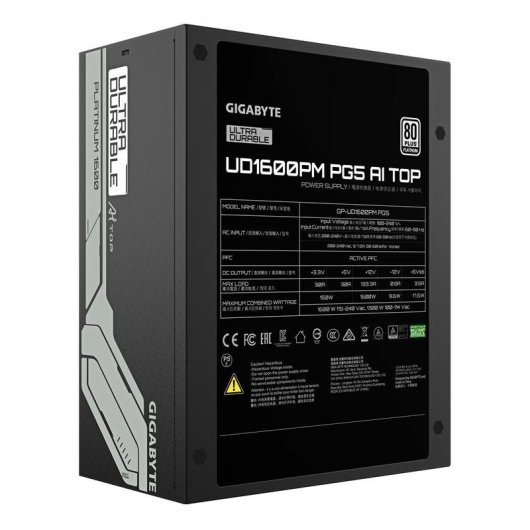 Fuente de Alimentación Gigabyte UD1600PM PG5 AI TOP 1600W 80 PLUS Platinum modular