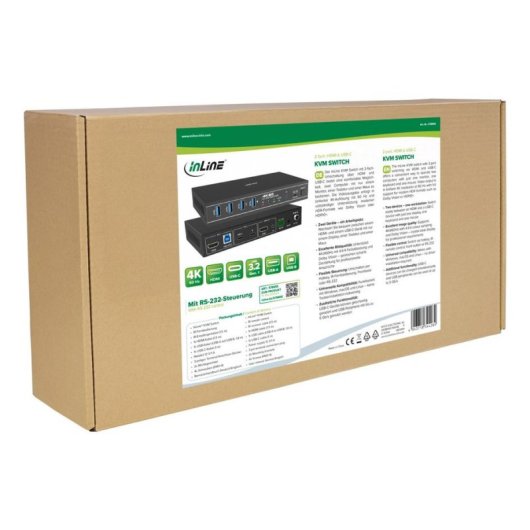 Interruptor KVM InLine 57885E 4K Ultra HD Montaje en Rack