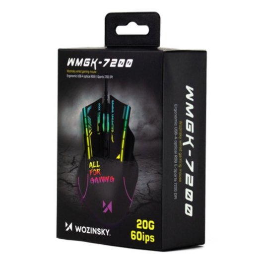 Ratón Wozinsky WMGK-7200 USB 7200DPI Nero RGB 7 Pulsanti 1,5m