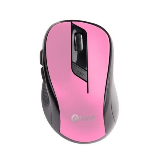 Ratón C-Tech WLM-02P Sem Fios 1600DPI Preto Rosa 6 Botões Ergonómico