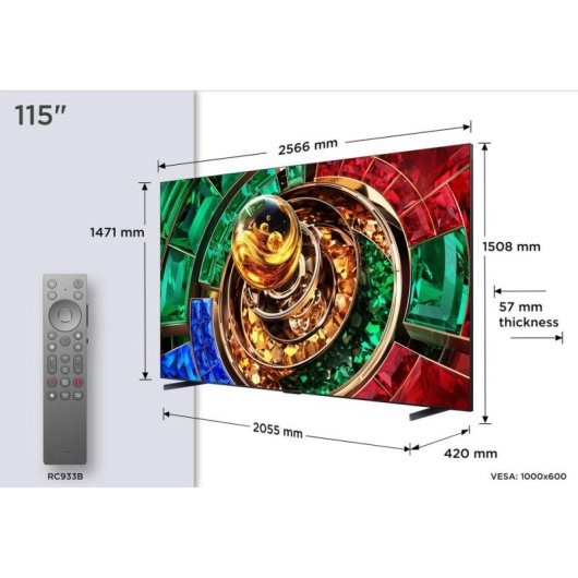 TV TCL Mini LED RM9L 115RM9L 115" 4K UltraHD 144Hz Smart TV Google TV Dolby Vision HDR10