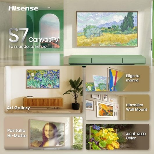 TV Hisense Canvas DLED 55S7DS 55" 4K UltraHD 144Hz Smart TV VIDAA HDR10 Dolby Vision Modo Arte
