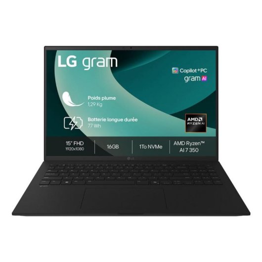 Ordinateur portable LG gram 15Z80T 15.6" AMD Ryzen AI 7 16GB 1TB SSD Radeon 860M Windows 11 Pro