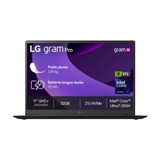Laptop LG gram Pro 17Z90TR-E.AD8BF 17" Intel Core Ultra 7 32GB 2TB SSD RTX 5050 Windows 11 Home Plus