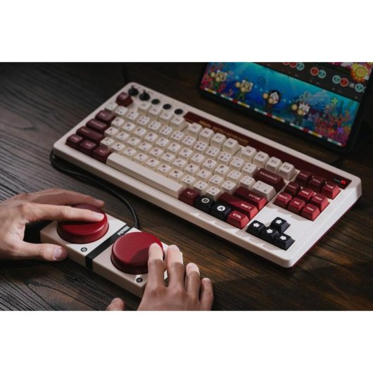 Teclado 8BitDo Retro Mechanical Bluetooth 2.4G USB-C 87 teclas Hot Swappable
