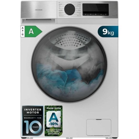 Lavadora Cecotec Bolero DressCode 9450 Inverter Carga Frontal 9Kg 1400rpm A-10% Blanca