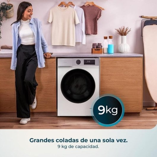 Lavadora Cecotec Bolero DressCode 9450 Inverter Carga Frontal 9Kg 1400rpm A-10% Blanca
