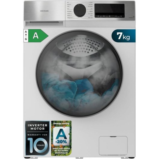 Lavadora Cecotec Bolero DressCode 7450 Inverter Carga Frontal 7Kg 1200rpm A-10% Blanca