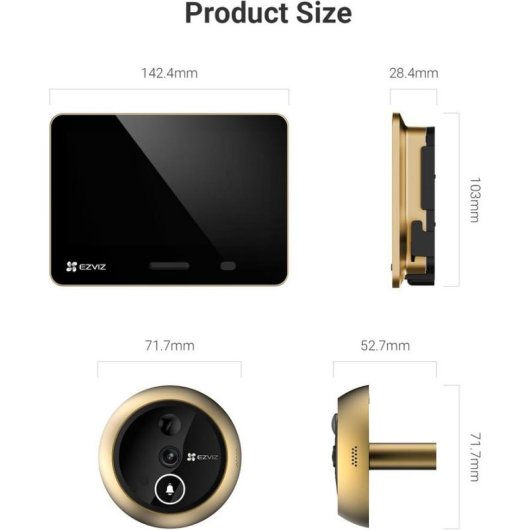 Spioncino Digitale WiFi EZVIZ EP4 GD Schermo 5,5” 155°