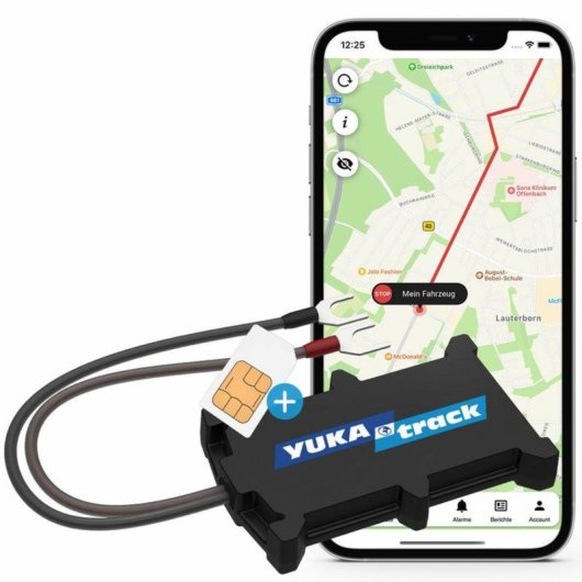 GPS-Tracker Yukatrack easyWire IP65 Wasserdicht Single SIM Schwarz