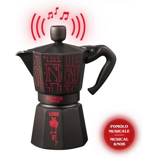 Cafetière italienne Bialetti Moka Express Stranger Things 6 Tasses Pomo musical USB-C