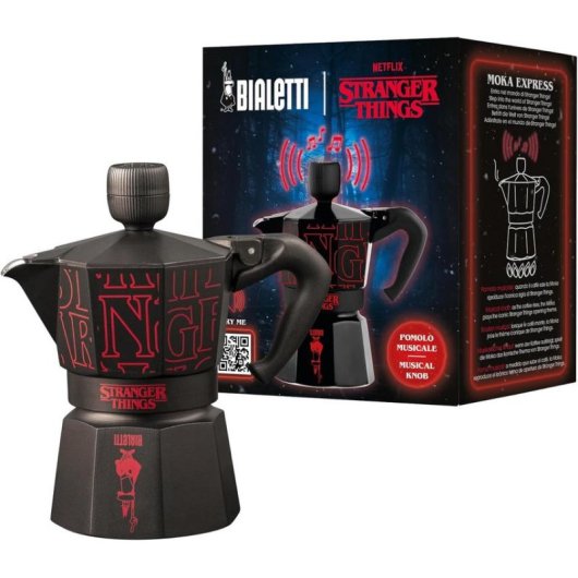 Cafetière italienne Bialetti Moka Express Stranger Things 6 Tasses Pomo musical USB-C