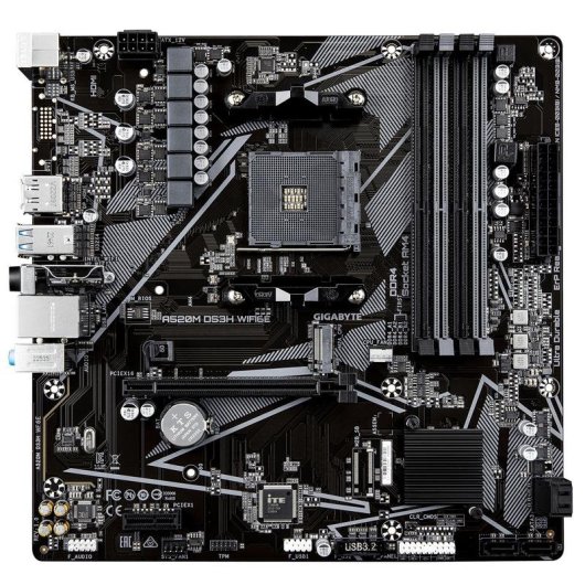 Motherboard GIGABYTE A520M DS3H WIFI6E AMD A520 AM4 DDR4 Micro ATX WiFi 6E Bluetooth 5.3