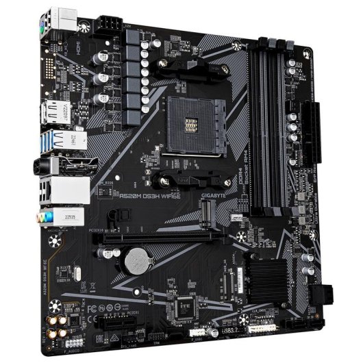 Motherboard GIGABYTE A520M DS3H WIFI6E AMD A520 AM4 DDR4 Micro ATX WiFi 6E Bluetooth 5.3