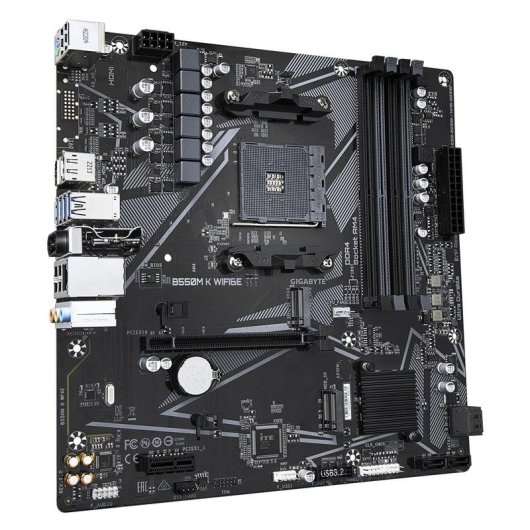 Placa Base GIGABYTE B550M K WIFI6E AMD B550 AM4 DDR4 Micro ATX WiFi 6E Bluetooth 5.3