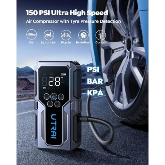 Arrancador De Baterías De Coche Con Compresor De Air,utrai Arrancador De Coches(9l Gasolina O 7.5l Diesel)con 18w Carga 