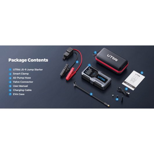 Arrancador De Baterías De Coche Con Compresor De Air,utrai Arrancador De Coches(9l Gasolina O 7.5l Diesel)con 18w Carga 