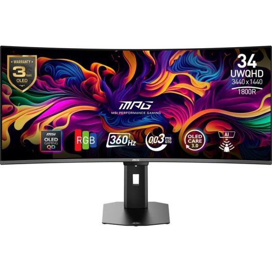 Monitor MSI MPG 341CQRDE 34" UltraWide Quad HD 360Hz QD-OLED Curvo 0,03ms