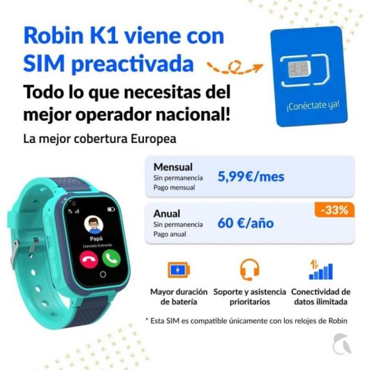 Robin Generation K1 GPS 4G Nano SIM Ecrã Cor Verde Resistente Água SOS Criança