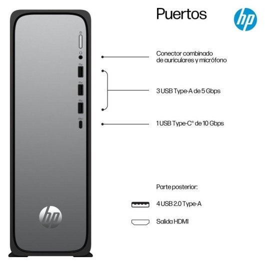 PC fisso HP S03-0023ns Intel Core i3-14100 8GB 512GB SSD UHD Graphics FreeDOS