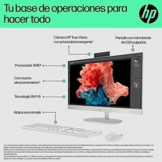 HP All-in-One 24-cr0171ns Intel Core i5-1335U 8GB 512GB SSD Intel Iris Xe 23.8" FreeDOS Blanco