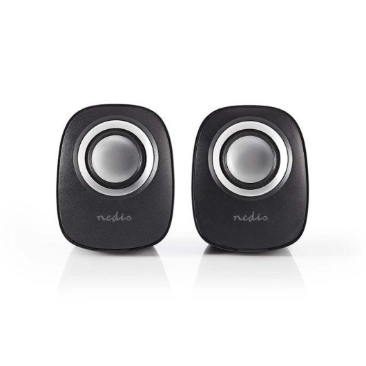 Altavoces Nedis CSPR10020BK Negro y Plata con diseño elegante y sonido claro