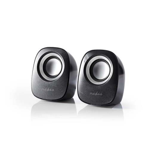 Altavoces Nedis CSPR10020BK Negro y Plata con diseño elegante y sonido claro