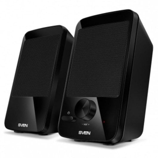 Altavoces Sven 2.0 filaires 4 W avec LED et contrôle rotatif noir