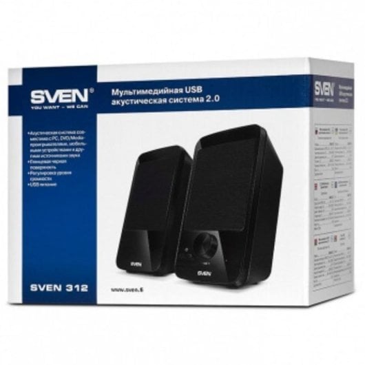 Altavoces Sven 2.0 filaires 4 W avec LED et contrôle rotatif noir