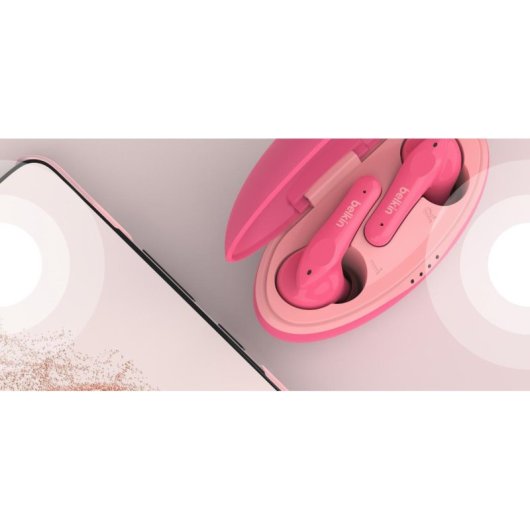 Auriculaires Belkin Soundform Nano sans fil Bluetooth pour appels et musique, résistants IPX5, rose