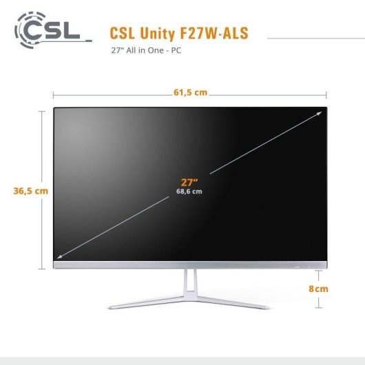 CSL Unity F27-ALS Intel N200 16GB Intel UHD 256GB SSD 27" Windows 11 Home todo en uno diseño ultrafino