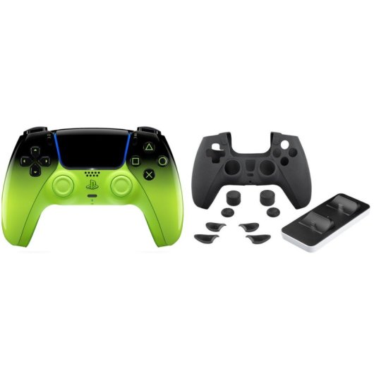 Mando PlayStation 5 SONY DualSense HyperPop Collection Inalámbrico Remix Green +  Indeca Controller PREMIUM PACK Cargador y Accesorios para PS5 USB-C Negro