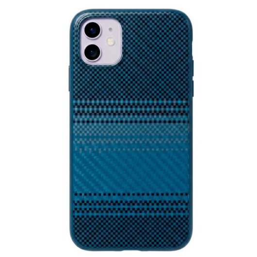 Funda para móvel Fibra de Carbono Azul Escuro Antichoque para iPhone 11