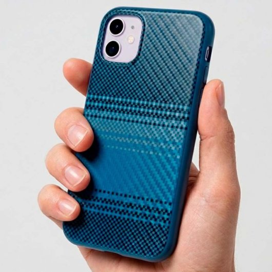 Funda para móvel Fibra de Carbono Azul Escuro Antichoque para iPhone 11