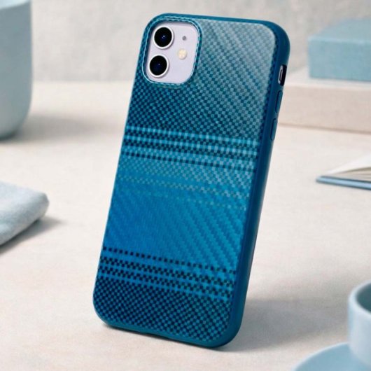 Funda para móvel Fibra de Carbono Azul Escuro Antichoque para iPhone 11