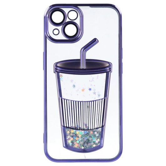 Funda Bumper Con Vaso De Purpurina Para Iphone 15