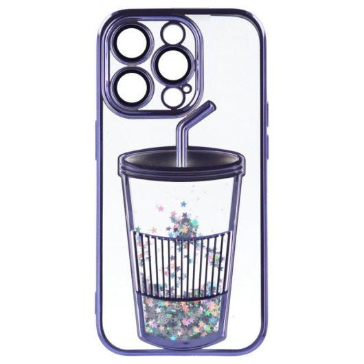 Funda Bumper Con Vaso De Purpurina Para Iphone 16 Pro