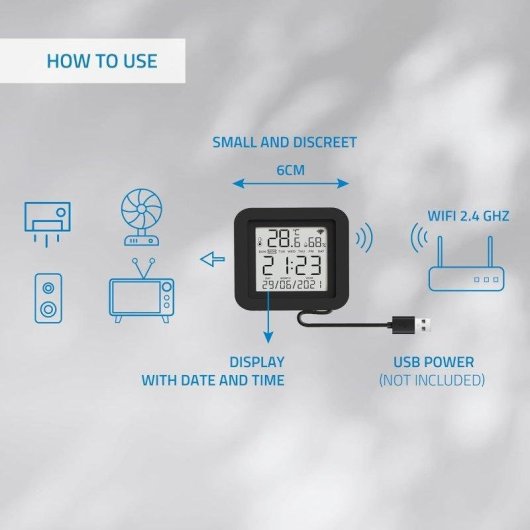 Mando Nivian NVS-TEMPHUMIR-W WiFi IR con sensor temperatura y humedad