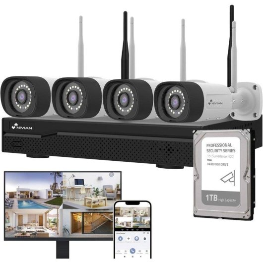 Cámara IP Nivian NV-CAM30-W6 2K Visión Nocturna Exterior Detección IA Audio Bidireccional