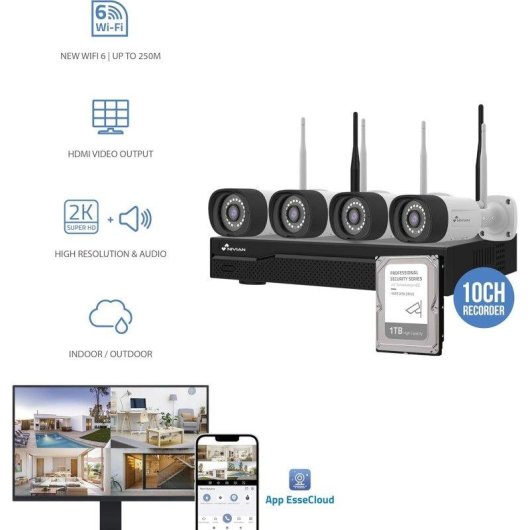 Cámara IP Nivian NV-CAM30-W6 2K Visión Nocturna Exterior Detección IA Audio Bidireccional