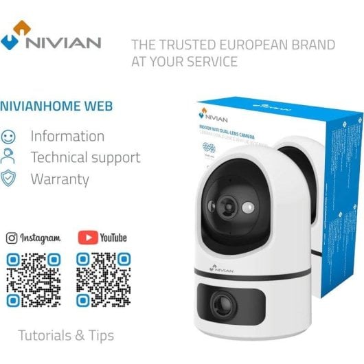Caméra de surveillance Nivian 2K Vision Nocturne Intérieure Détection IA Audio Bidirectionnel