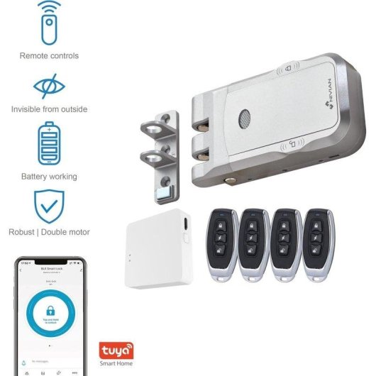 Cerradura inteligente Nivian NVS-SMARTBOLT WiFi Apertura con App y mando a distancia Antivandálica
