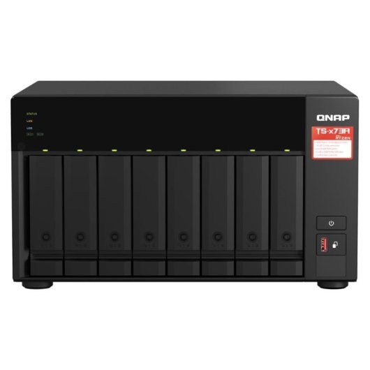 Serveur NAS tour Qnap 8 baies Ryzen V1500B 8GB DDR4 2.5GbE PCIe M.2 Hot-Swap