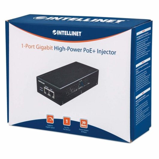 Inyector PoE Intellinet 1 puerto 30W Gigabit IEEE 802.3at/af