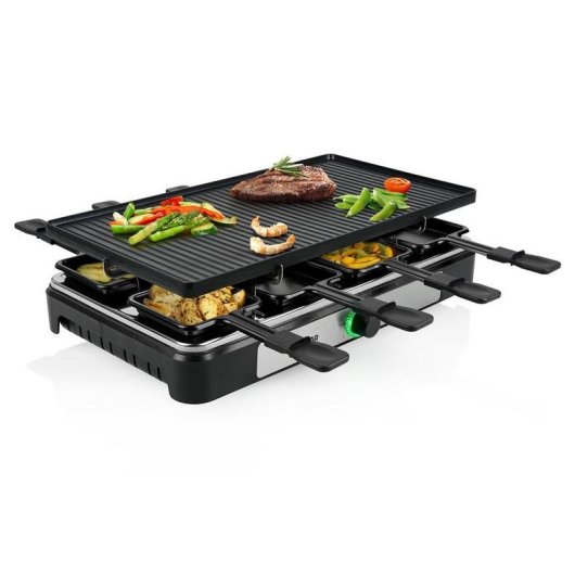 Parrilla de raclette TRISTAR RA-2748 8 personas 1400 W Negro Rectangular 420 x 230 mm Giratorio