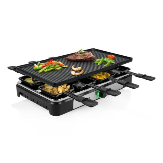 Parrilla de raclette TRISTAR RA-2748 8 personas 1400 W Negro Rectangular 420 x 230 mm Giratorio