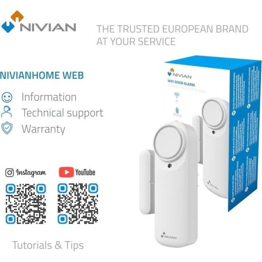 Alarma Nivian Wifi Inalámbrica Sensor Magnético Interior Sirena 100dB Pack 3
