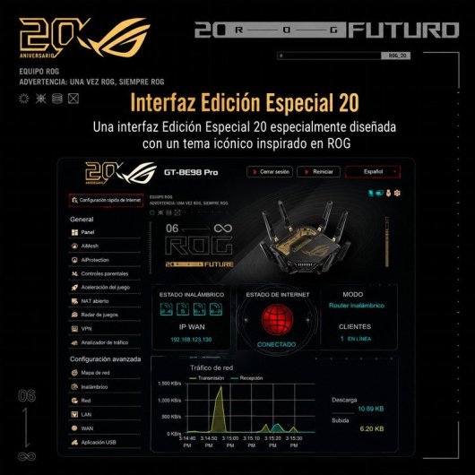 Router Asus ROG Rapture GT-BE98 WiFi 7 25Gbps Quad-Band AiMesh Gaming