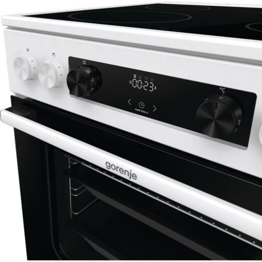 Cocina Gorenje GEC6C40WD Negra/Blanca con 4 zonas cerámicas y horno eléctrico 71L